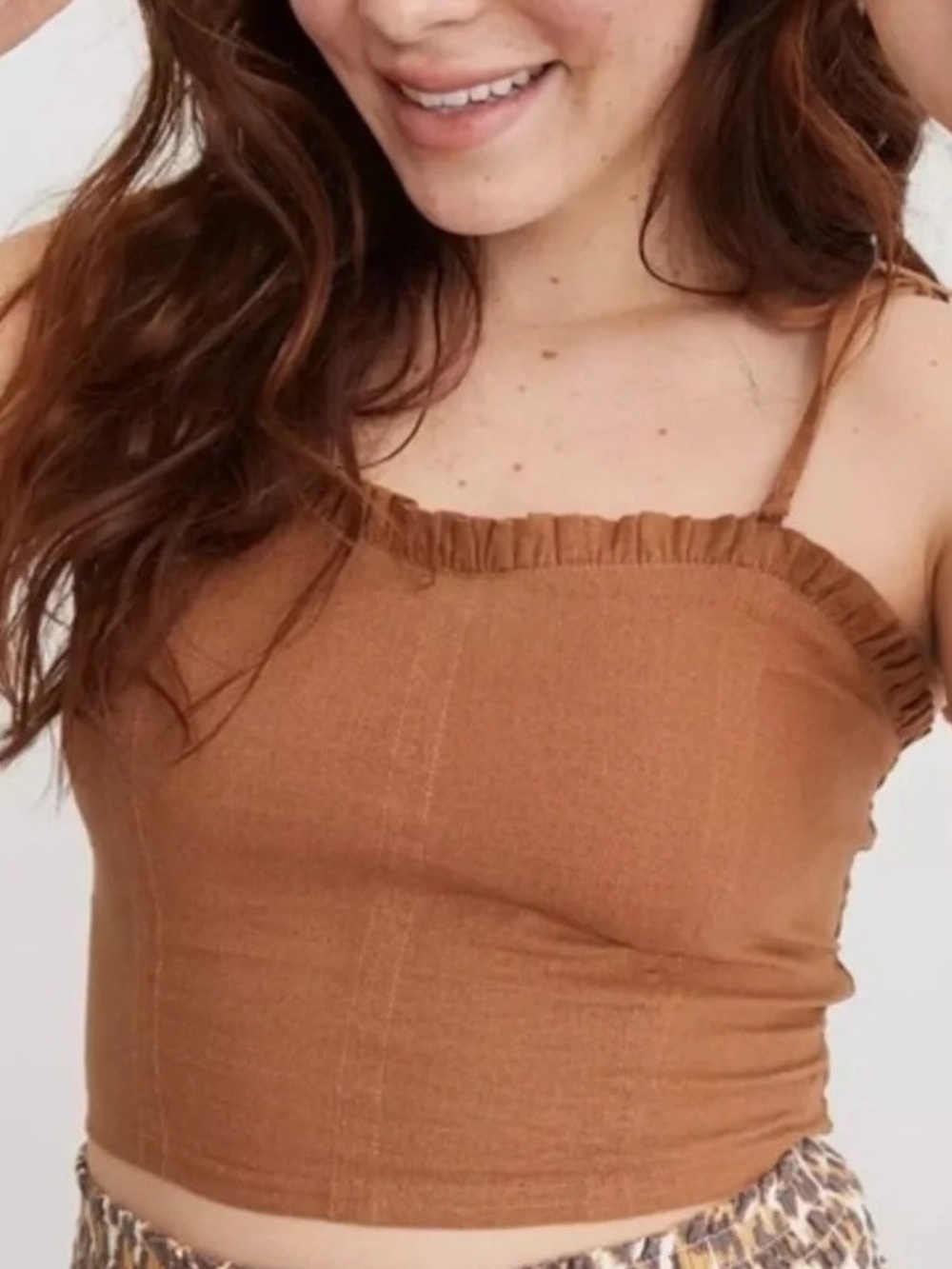 aerie Tan Cropped Tie-Strap Camisole